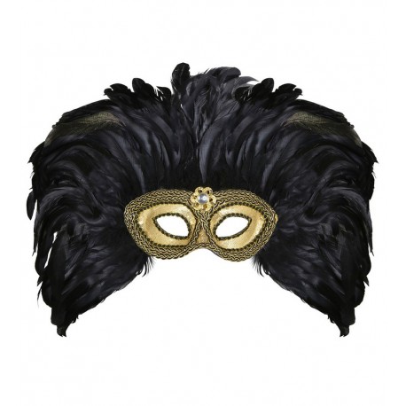 Masque Doré avec Pierres et Plumes