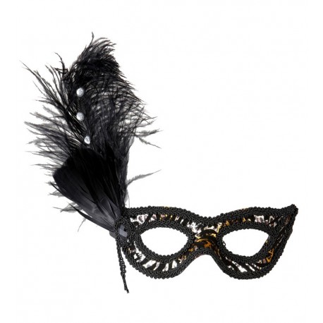 Masque de Léopard avec Plumes et Strass