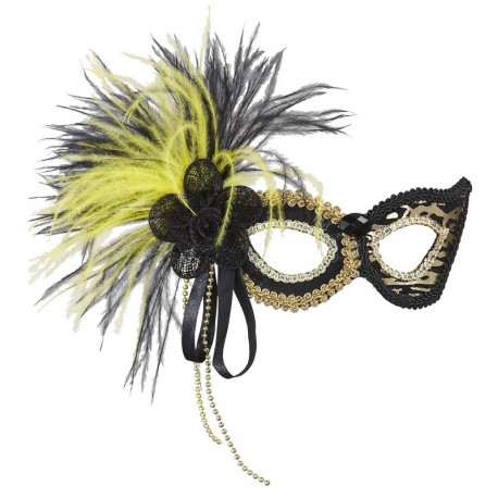 Masque de Tigre à Sequins avec Plumes