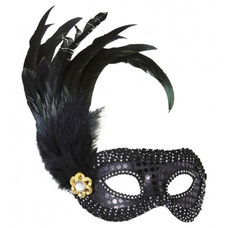 Masque à Sequins avec Pierres et Plumes