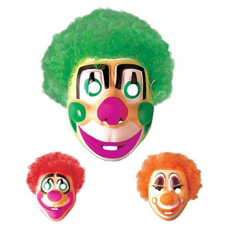 Masque de Clown en Plastique avec Cheveux