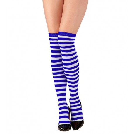 Chaussettes Hautes à Rayures Blanches et Bleues