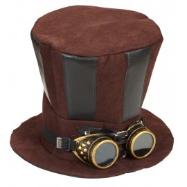 Chapeau Steampunk avec lunettes marron