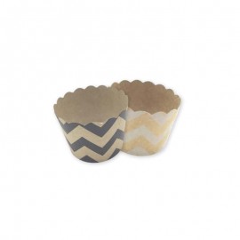 12 Caissettes pour Cupcake en Kraft Chevron