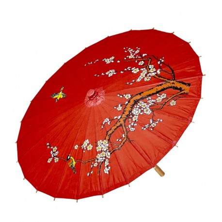 Parapluie Oriental en Papier de Riz Rouge