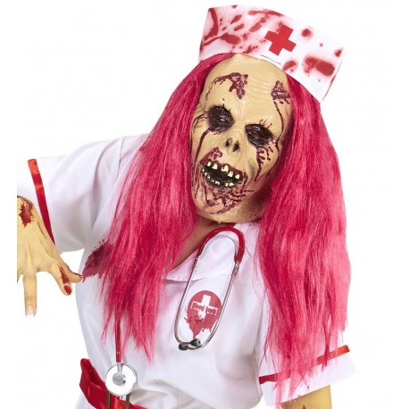 Masque d'Infirmière Zombie avec Perruque