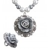 Ensemble Collier et Bague en Perles et Roses