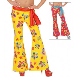 Pantalon évasé à fleurs assorties