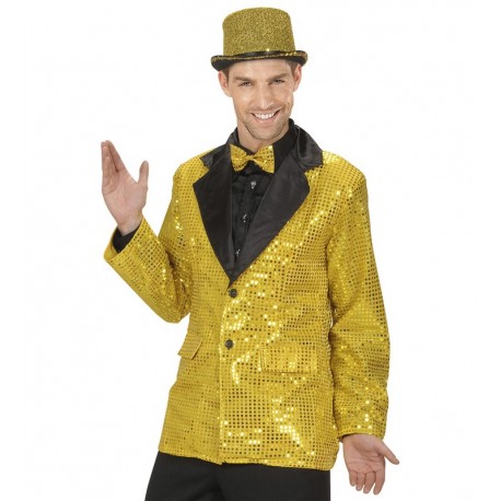 Veste à Col en Satin avec Paillettes