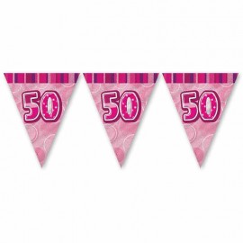 Fanion 50 Ans Rose Glitz