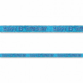 Pancarte Happy Birthday 18 ans bleu Glitz