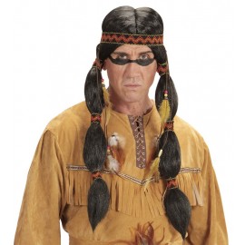 Perruque indienne avec nœud de tête et plumes