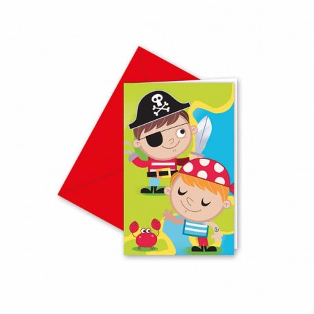 6 Invitations Pirate Enfant