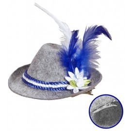 Mini Chapeau Bavarois avec Fleur et Plumes