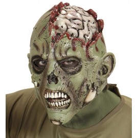 Masque complet tête de zombie avec cerveau