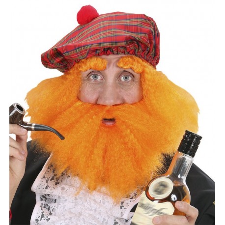 Chapeau Écossais avec Perruque Barbe et Sourcils