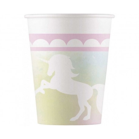 8 Gobelets Licorne Rose en Papier