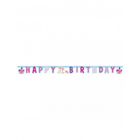 Banderín Unicornio Happy Birthday