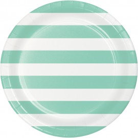 8 assiettes à pois et à rayures 23 cm