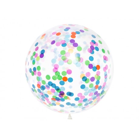 Ballon confetti couleurs variées 1 m