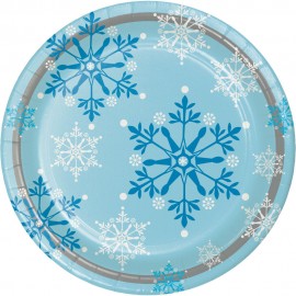 8 Assiettes Flocons de Neige 23 Cm