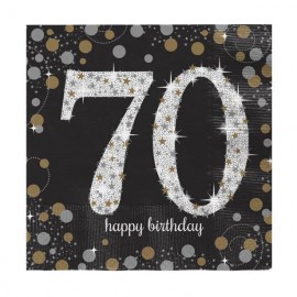 16 Serviettes 70 Ans Elegant 33 cm