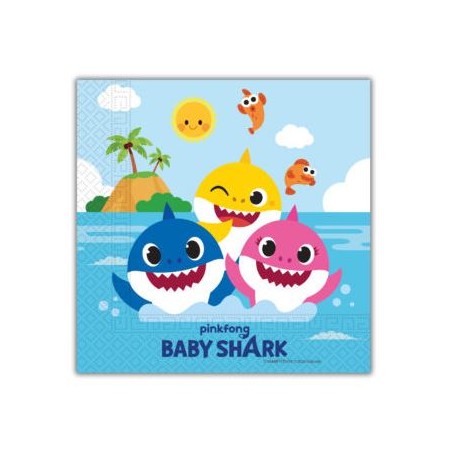 20 Servilletas Baby Shark 33 cm