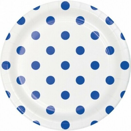 8 assiettes pois et rayures 18 cm