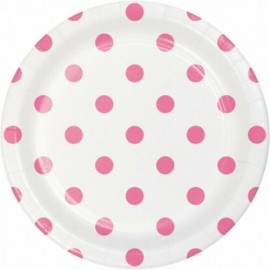 8 assiettes pois et rayures 18 cm