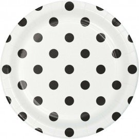 8 assiettes pois et rayures 18 cm