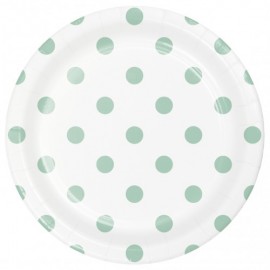 8 assiettes pois et rayures 18 cm