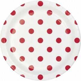 8 assiettes pois et rayures 18 cm