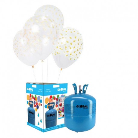 Bouteille d'Hélium Petite avec 30 Ballons avec Étoiles