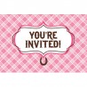 8 Invitaciones Rosas con Lazo