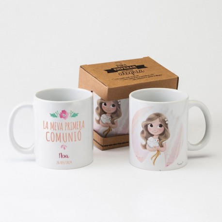 Tasse Céramique Communion Fille avec l'Oiseau