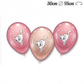 Ballons Chatons Coeur Ronds 30 cm Ballons Chatons Coeur Ronds 30 cm
