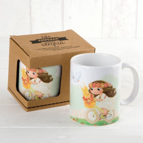 Tasse Céramique Communion Fille En Vélo