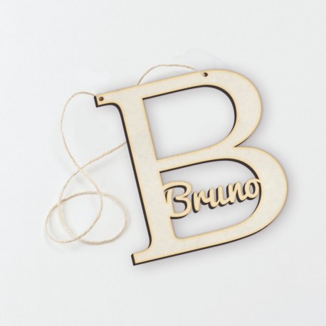 Pendentif En Bois Lettre B Avec Nom 12 cm