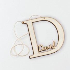 Pendentif En Bois Lettre D Avec Nom 12 cm