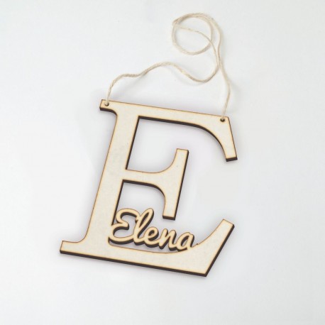 Pendentif En Bois Lettre E Avec Nom 12 cm