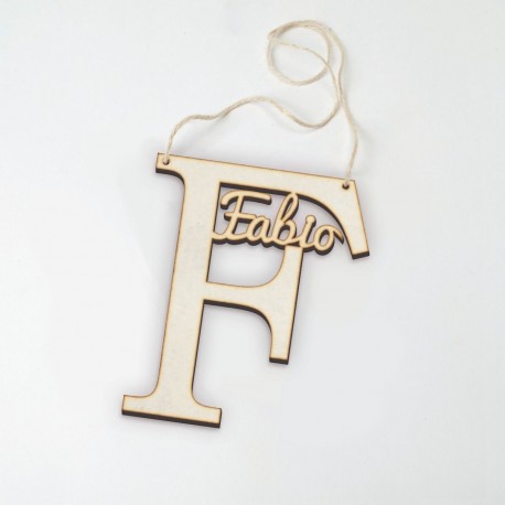 Pendentif En Bois Lettre F Avec Nom 12 cm