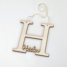 Pendentif En Bois Lettre H Avec Nom 12 cm