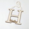 Pendentif En Bois Lettre H Avec Nom 12 cm