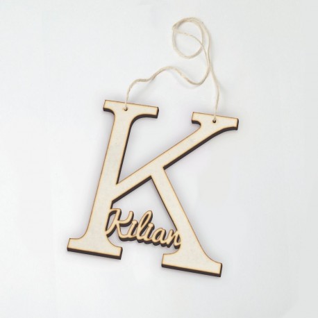 Pendentif En Bois Lettre K Avec Nom 12 cm