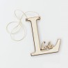 Pendentif en Bois Lettre L avec Prénom 12 cm