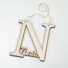 Pendentif En Bois Lettre N Avec Nom 12 cm