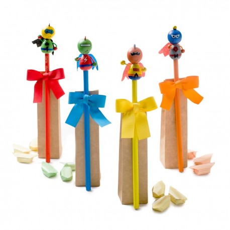 Crayons Super-héros avec 3 Bonbons