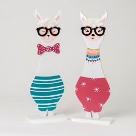 Figurine en Bois Lama avec Lunettes 31 cm