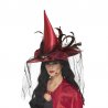 Chapeau En Plumes Et Tulle Rouge