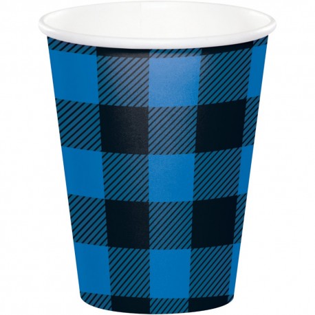 8 Gobelets Bleu Noir Buffle Plaid